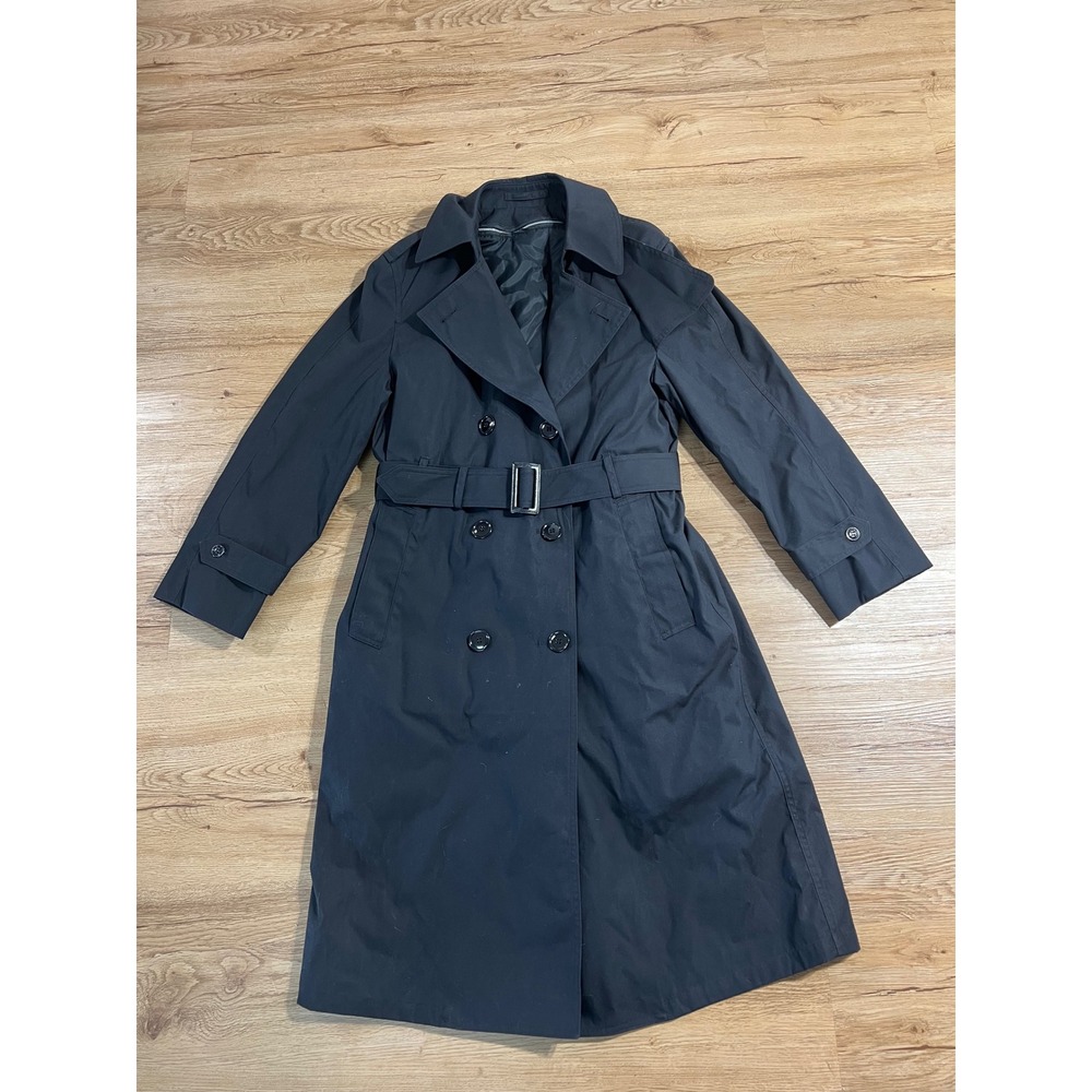 DSCP Garrison Collection Womens 12R Black Military Trench Coat Belted Lined